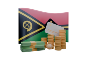 Striking 3D render illustration of Vanuatu flag and currency called Vatu png