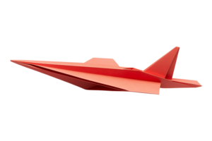Floating red paper airplane isolated on transparent background. png