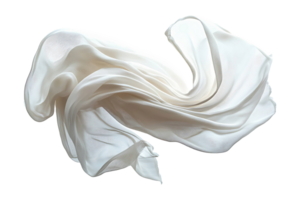 Floating white fabric blowing isolated on transparent background. png