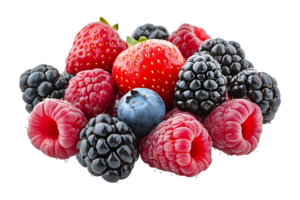 Fresh mixed berries isolated on transparent background. png