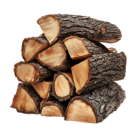 Firewood logs and tree trunk cross-section isolated on transparent background. png