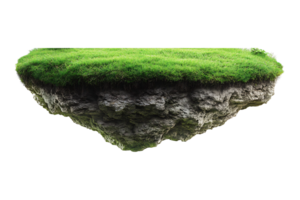 Green lawn floating island isolated on transparent background. png
