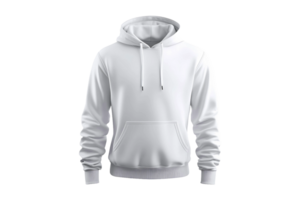 Plain white hoodie for men with long sleeves isolated on transparent background. png