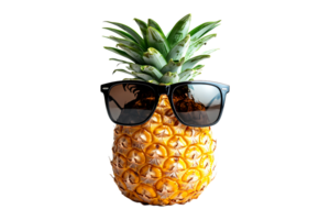 Pineapple with sunglasses isolated on transparent background. png