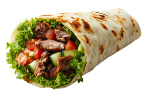 Shawarma wrap isolated on transparent background. png