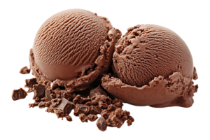 Scoop of chocolate ice cream isolated on transparent background. png