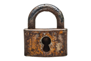 Secured padlock isolated on transparent background. png