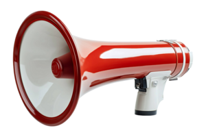 Red and white megaphone isolated on transparent background png
