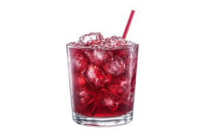 Red cocktail with a straw in a glass isolated on transparent background png
