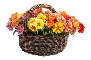 Spring flower basket isolated on transparent background. png