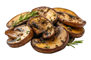 Roasted mushroom slices isolated on transparent background png