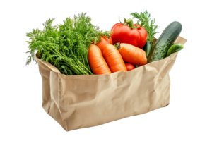 Vegetables in a paper bag isolated on transparent background. png