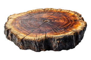 Tree trunk plate isolated on transparent background. png