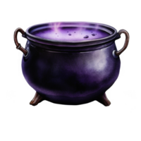 A Steaming Cauldron with Purple Potion and Scattered Stones png