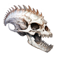 Detailed Watercolor Illustration of a Spiked, Open-Mouthed Skull png