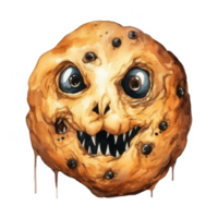 A Monsterous Chocolate Chip Cookie With Sharp Teeth png