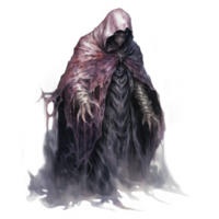 A Fleshy, Hooded Figure with Claws Emerges From Mist png