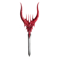 A Red Devil Skull Sword with Spikes png