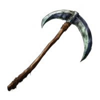 A Curved Blade Weapon with a Wooden Handle png