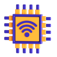 iot microprocessor 3d icon illustration png