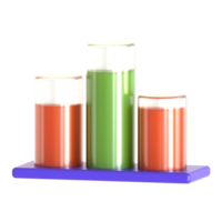 Three different colored liquid containers on a shelf png
