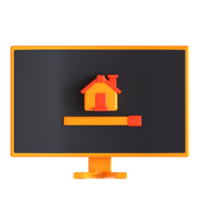 A computer monitor with a house on it png