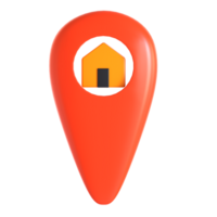 A red map pointer with a house icon on it png