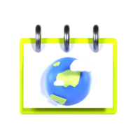 A calendar with a globe on it png
