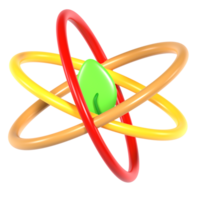 An image of a colorful atom with a green leaf png