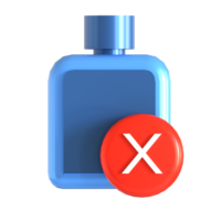 A blue bottle with a red x on it png
