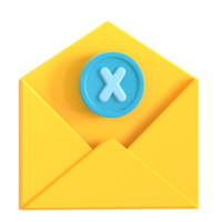 An envelope with a blue x on it png