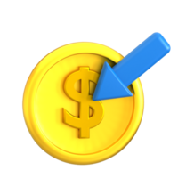 A dollar coin with an arrow pointing to it png