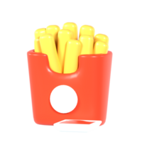 French fries in a red container on a black background png