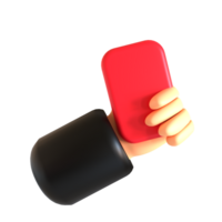 A hand holding a red card in a black and black suit png