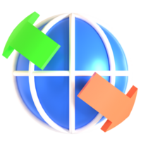 A globe with arrows pointing to it png