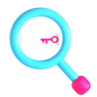 A magnifying glass with a key in it png