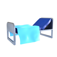 A bed with a blue blanket on it png