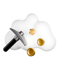 A hammer and a cloud with gold coins png