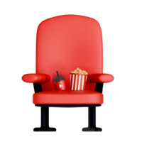 A red chair with popcorn and a drink png
