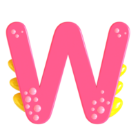 A pink letter w with bubbles on it png