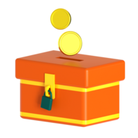 An orange box with a lock and coins png