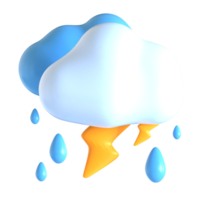 A cloud with rain and lightning is shown png