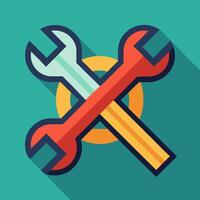Cross Wrench Icon in Flat Style for Automotive and Repair vector