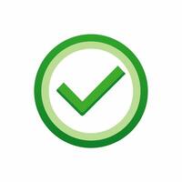 Checkbox checked tick box poll vote round circle icon symbol, check mark green checkmark isolated on white background, checked icon or correct choice sign, pictogram vector