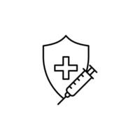 A shield with a syringe in it vector