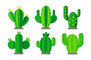 Green Cactus Icon Set vector