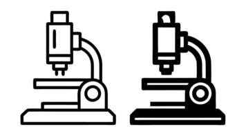 icons of microscopes, representing scientific research, laboratory equipment, and medical analysis. Perfect for use in science, research, and educational projects. vector