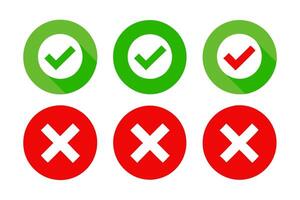 Cross and Tick Icon Set vector