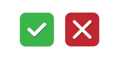 Two green and red check boxes with a tick mark vector