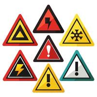 Set of triangle caution icons. Caution sign. vector
